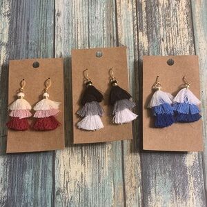 Colorful Tassel Earrings Set of 3